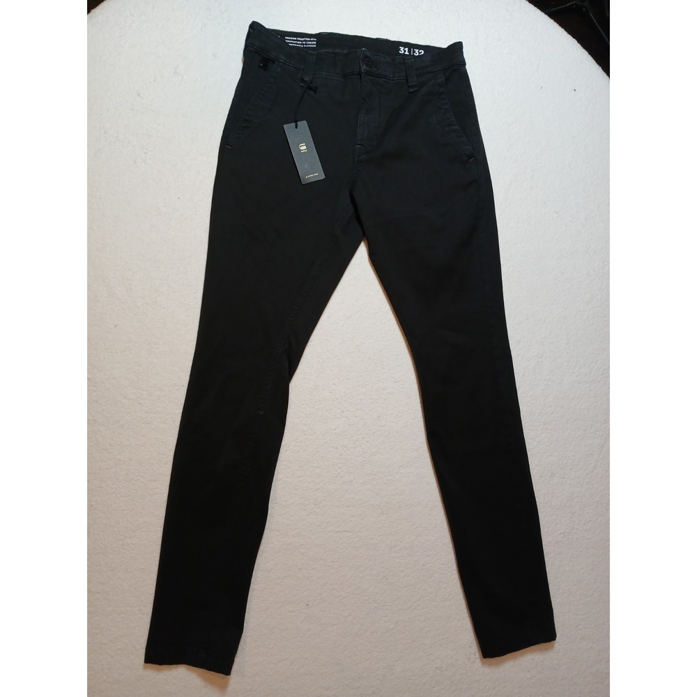 NWT G-Star RAW Men's Skinny Chino Pants 31x32 Black Superstretch Twill D24734